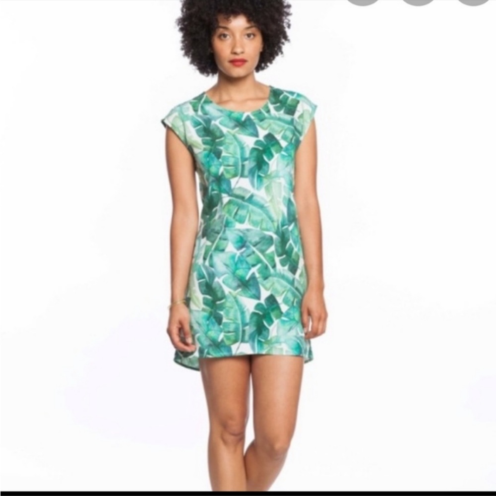 Marine Layer Emerald Green Palm Print Dress